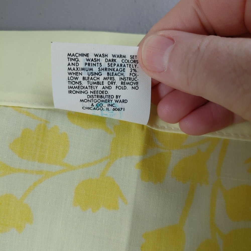 VTG Montgomery Ward Top Sheet Bedding TWIN Yellow Butterfly Fairy Retro Cottage - Picture 4 of 6